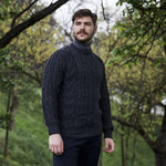 Merino Wool Aran Crew Neck Fisherman Sweater