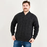 Men's Irish Shawl Collar Single Button Sweater Charcoal Front View Creative Irish Gifts