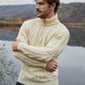 Men's Zip Neck Aran Fisherman Sweater, White Lifestyle Creative Irish Gifts 