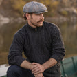 MM204-101 Men's Zip Neck Aran Fisherman Sweater, Charcoal Creative Irish Gifts
