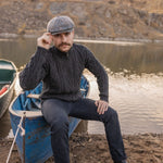 MM204-101 Men's Zip Neck Aran Fisherman Sweater, Charcoal Creative Irish Gifts
