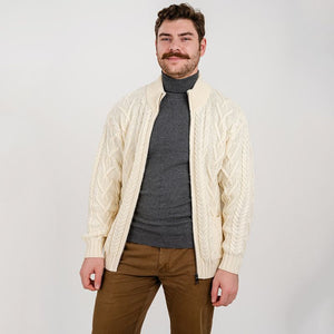 Men's Zipper Knit Cardigan,White Creative Irish Gifts