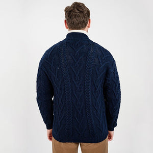 Men's Zipper Knit Cardigan,Navy Back View Creative Irish Gifts