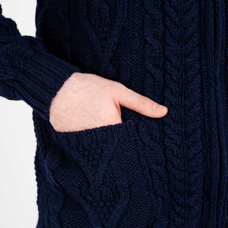 Men's Zipper Knit Cardigan,Navy Creative Irish Gifts