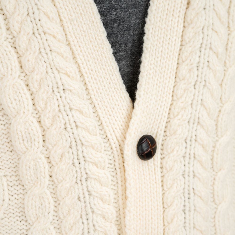 Merino Wool Cable Knit Irish Sweater Vest White Creative Irish Gift