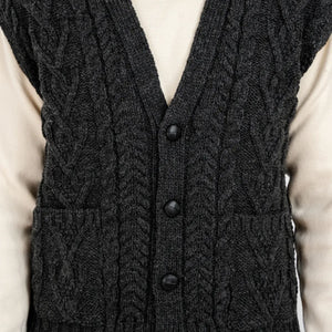 MM207-101 Aran Knit Vest Charcoal Closely Creative Irish gift