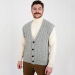 Merino Wool Cable Knit Irish Sweater Vest Grey Creative Irish Gift