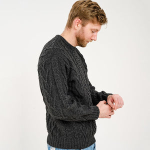 Men's Merino Aran Sweater, Charcoal Creative Irish Gifts
