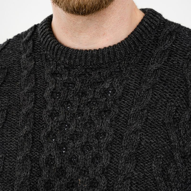 Men's Merino Aran Sweater, Charcoal Creative Irish Gifts