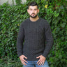 Men's Merino Aran Sweater, Charcoal Lifestyle Creative Irish Gifts