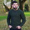 Men's Merino Aran Sweater, Green Lifestyle Creative Irish Gifts