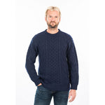 Men's Merino Aran Sweater, Navy Creative Irish Gifts