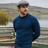 Men's Merino Aran Sweater, Blue Lifestyle Creative Irish Gifts