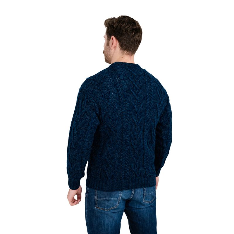Men's Merino Aran Sweater, Blue Creative Irish Gifts