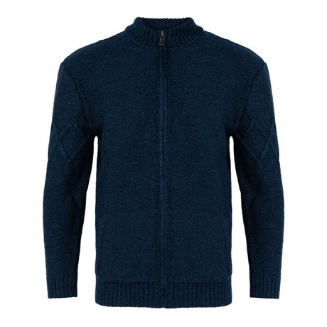 Men's Full Zip Cable Knit Cardigan Ocean Blue Front Studio Creative Irish Gifts