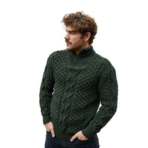 Men's Shawl Collar Fisherman Sweater, Green Studio Creative Irish Gifts