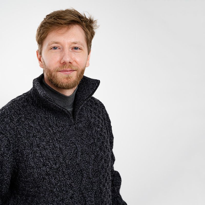 Men's Shawl Collar Fisherman Sweater, Anthracite Creative Irish Gifts