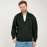 Men's Aran Cable Shawl Neck Zip Cardigan, Green Creative Irish Gift