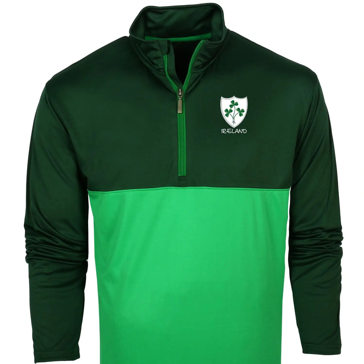 irish rugby gear Malham Men's Rugby Shamrock 1/4 Zip Mock Neck