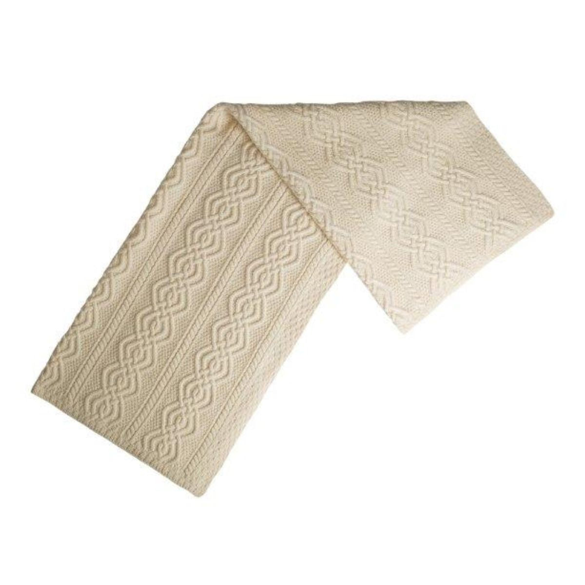 Aran Cable Knit Merino Wool Throw Blanket White Creative Irish Gift