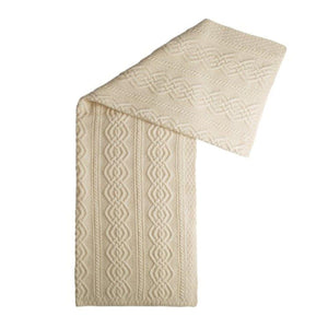 Aran Cable Knit Merino Wool Throw Blanket White Creative Irish Gift