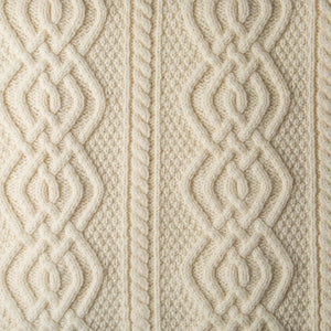 MT100-100-OS Merino Wool Aran Throw Blanket- Cream Close Up Creative Irish Gifts
