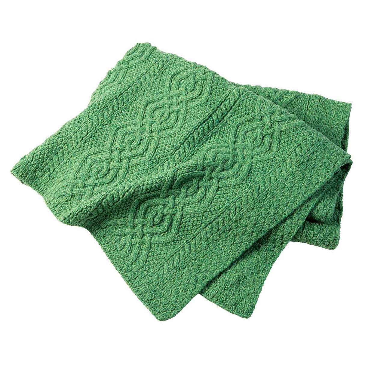 MT100-105-OS Merino Wool Aran Throw Blanket Green Creative Irish Gifts