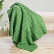 MT100-105-OS Merino Wool Aran Throw Blanket Green Creative Irish Gifts