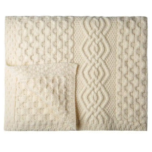 MT101-100-OS Aran Knit Honeycomb Throw Blanket Cream Creative Irish Gifts