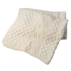 Honeycomb Merino Wool Aran Throw, Cream - Creative Irish Gifts
