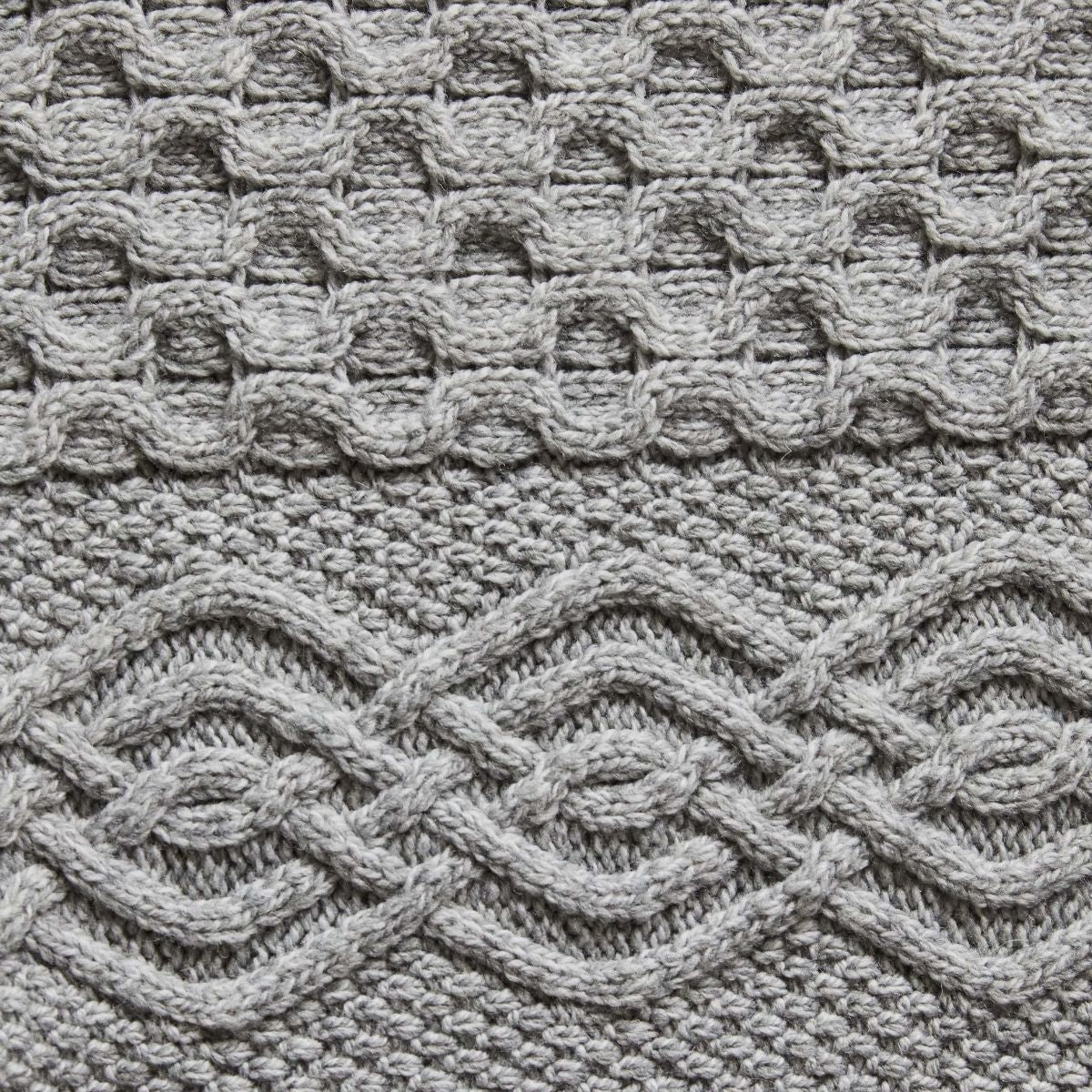 Merino Wool Honeycomb Knit Aran Throw Grey Creative Irish Gift