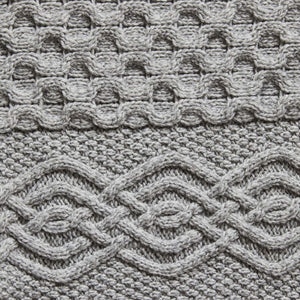 Merino Wool Honeycomb Knit Aran Throw Grey Creative Irish Gift