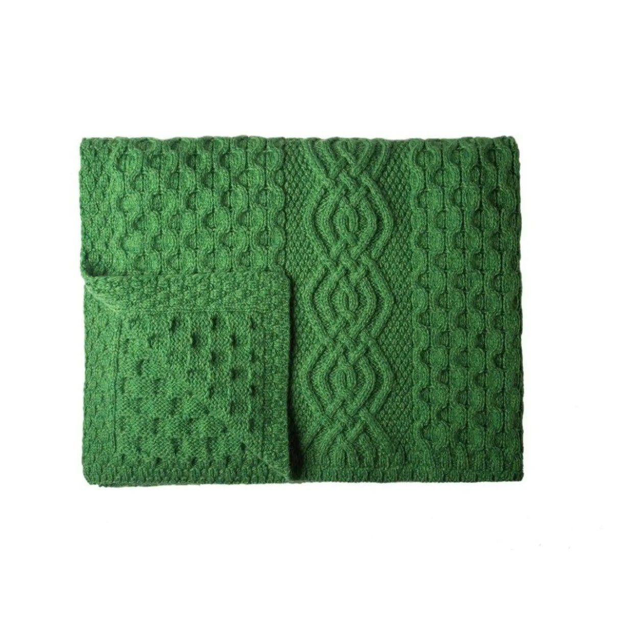 MT101-105-OS Aran Knit Honeycomb Throw Blanket- Green Creative Irish Gifts

