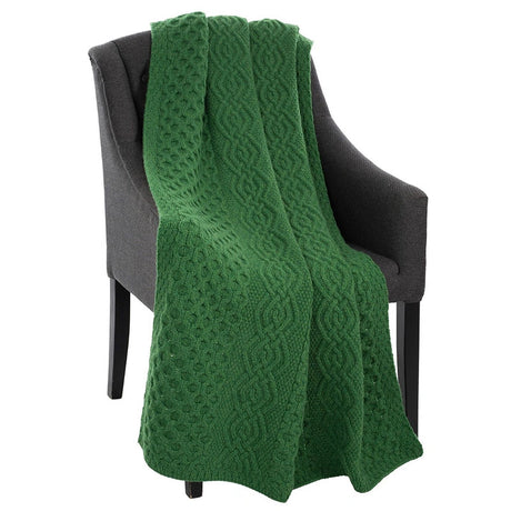 MT101-105-OS Aran Knit Honeycomb Throw Blanket Studio Green Creative Irish 