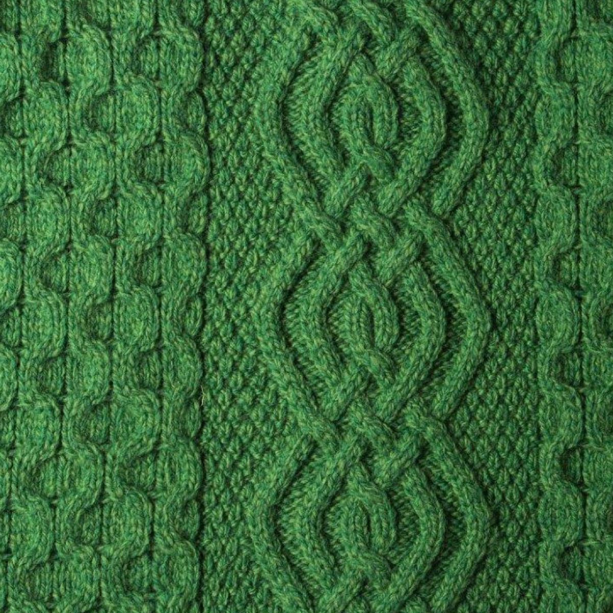 Merino Wool Honeycomb Knit Aran Throw Green Creative Irish Gift