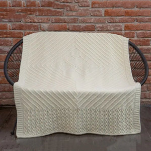 MT123-100-OS Aran Wool Shamrock Throw Blanket Cream Lifestyle Creative Irish Gifts