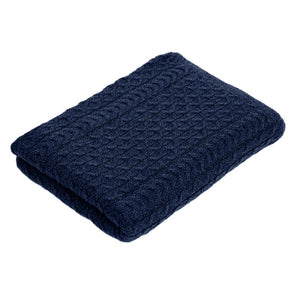 Merino Wool Aran Knit King Blanket Navy Creative Irish Gift