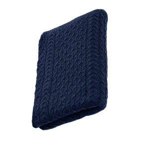Merino Wool Aran Knit King Blanket Navy Creative Irish Gift