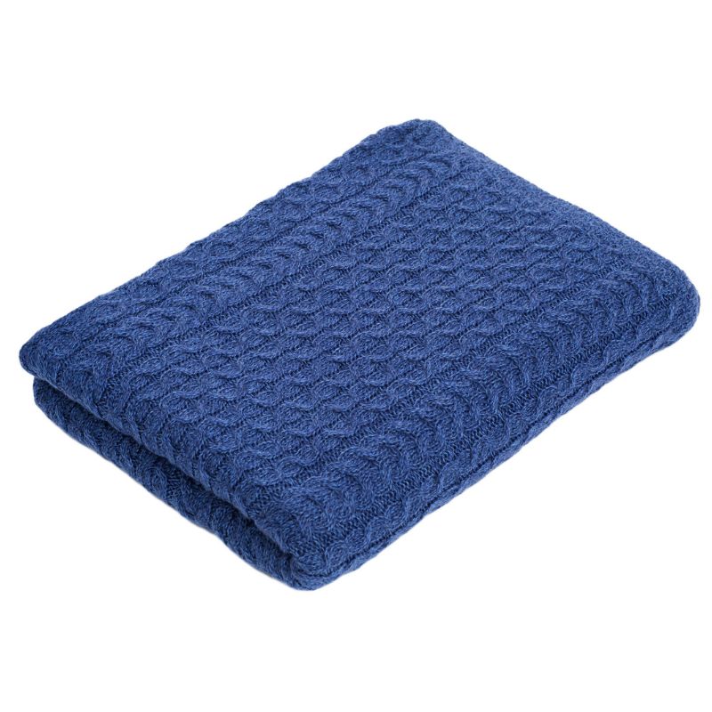 Merino Wool Aran Knit King Blanket Blue Creative Irish Gift