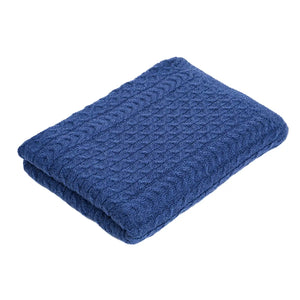 MT124-106-OS Aran Knit Honeycomb King Blanket- Blue Studio Creative Irish Gifts