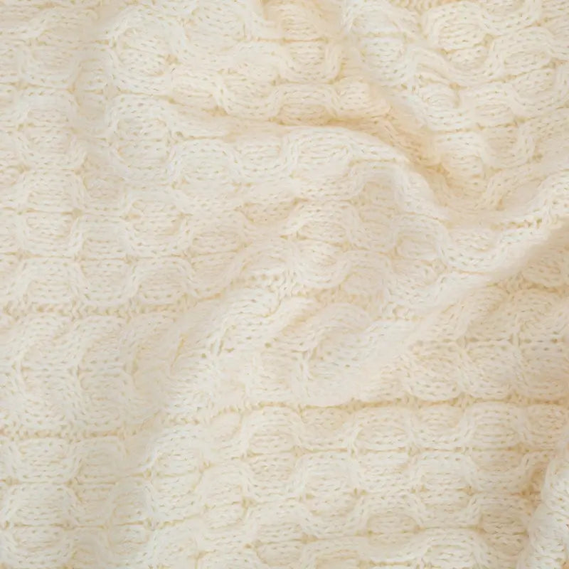 MT125-100-OS Aran Fisherman Honeycomb Blanket- Cream Close Up Creative Irish Gifts
