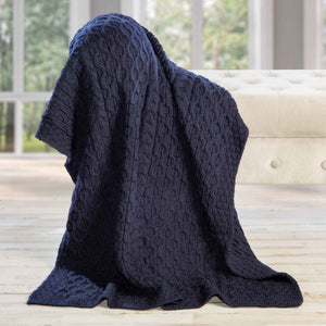Fisherman Honeycomb Cable Throw, Navy - Creative Irish Gifts