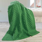 Aran Knit Honeycomb Throw Blanket- Green Creative Irish Gifts