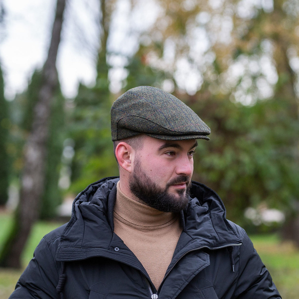 Irish Trinity Flat Cap, Green Tweed Creative Irish Gifts Side View

