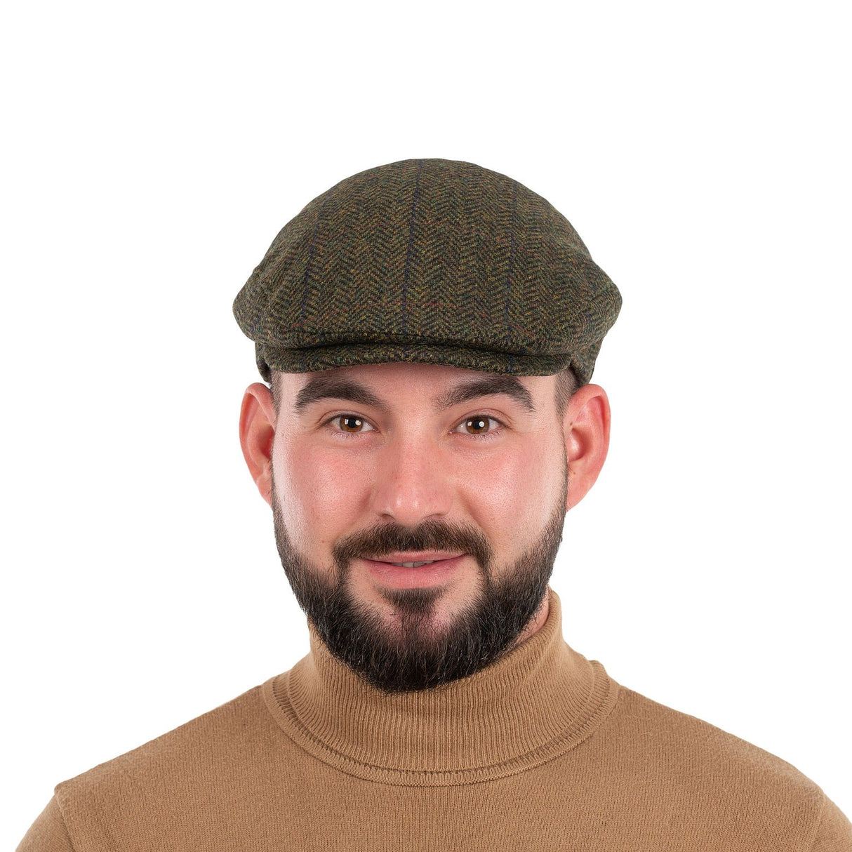 MUCTRIN27 Irish Trinity Flat Cap, Green Tweed Creative Irish Gifts Front View
