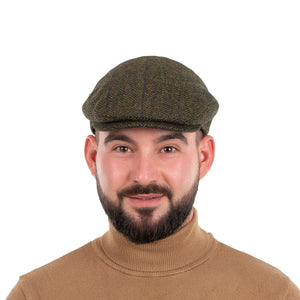 MUCTRIN27 Irish Trinity Flat Cap, Green Tweed Creative Irish Gifts Front View
