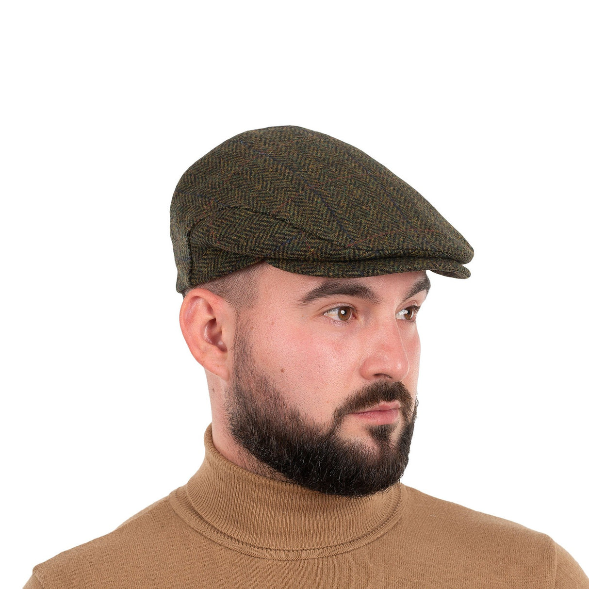 MUCTRIN27 Irish Trinity Flat Cap, Green Tweed Creative Irish Gifts Side View
