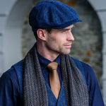  Herringbone Tweed Flat Cap Blue Side Creative Irish Gifts