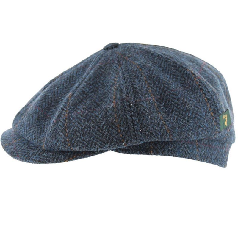  Herringbone Tweed Flat Cap Blue Side studio Creative Irish Gifts