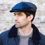  Herringbone Tweed Flat Cap Blue Patch Side Creative Irish Gifts